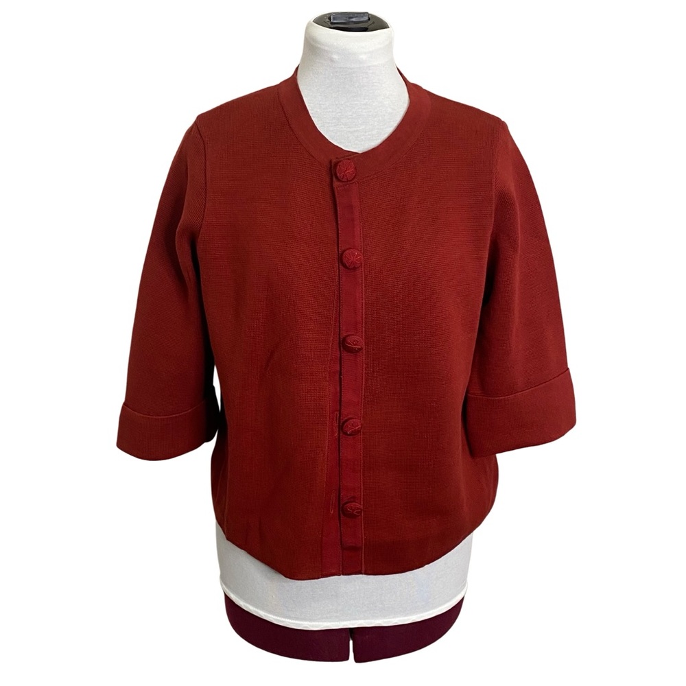 Evie Cuffed 3/4 Sleeve Knit Sweater Classic Cardigan